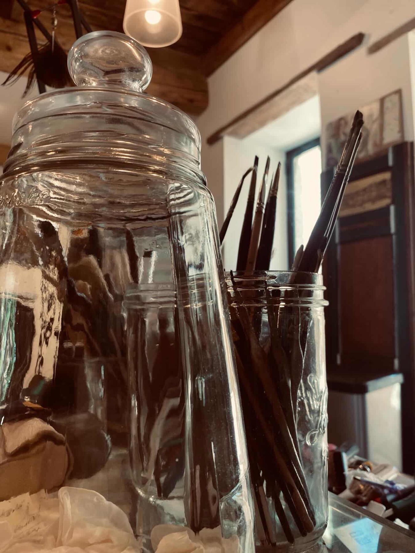 Pinceaux de l'atelier de restauration